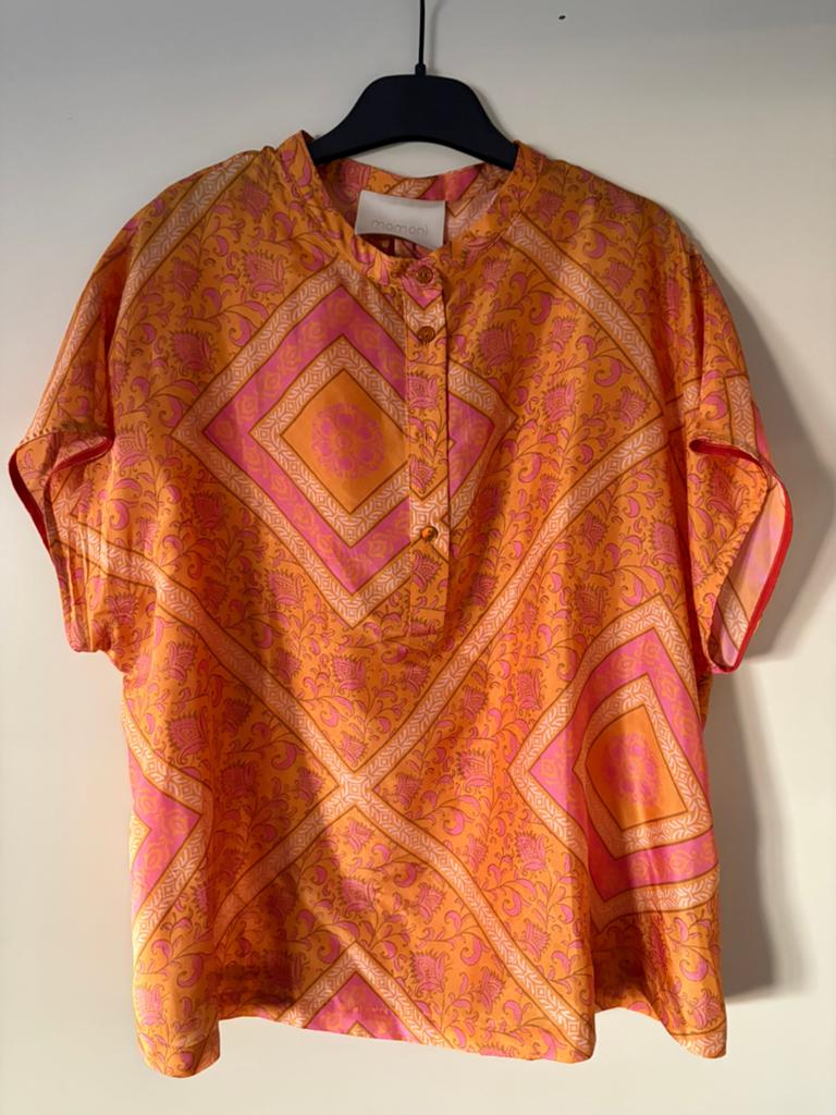 Momoni zijde blouse, Ophalen of Verzenden, Zo goed als nieuw, Maat 38/40 (M), Oranje