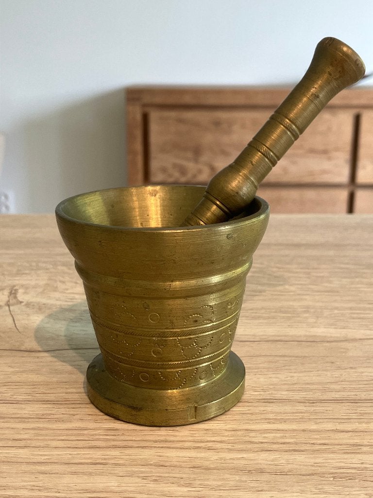 Antiek Koperen Vijzel + Stamper, Antiek en Kunst, Antiek | Koper en Brons, Ophalen of Verzenden, Koper