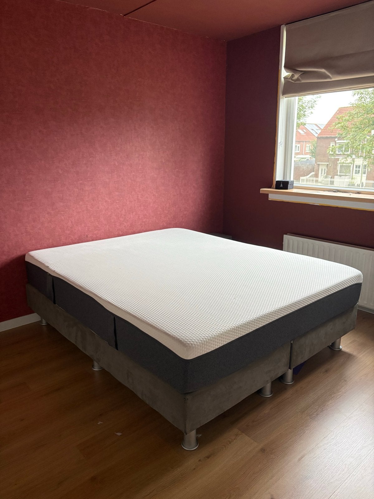 Boxspring 160x200 cm met Emma O2 Matras, Ophalen, Gebruikt, Tweepersoons, Matras