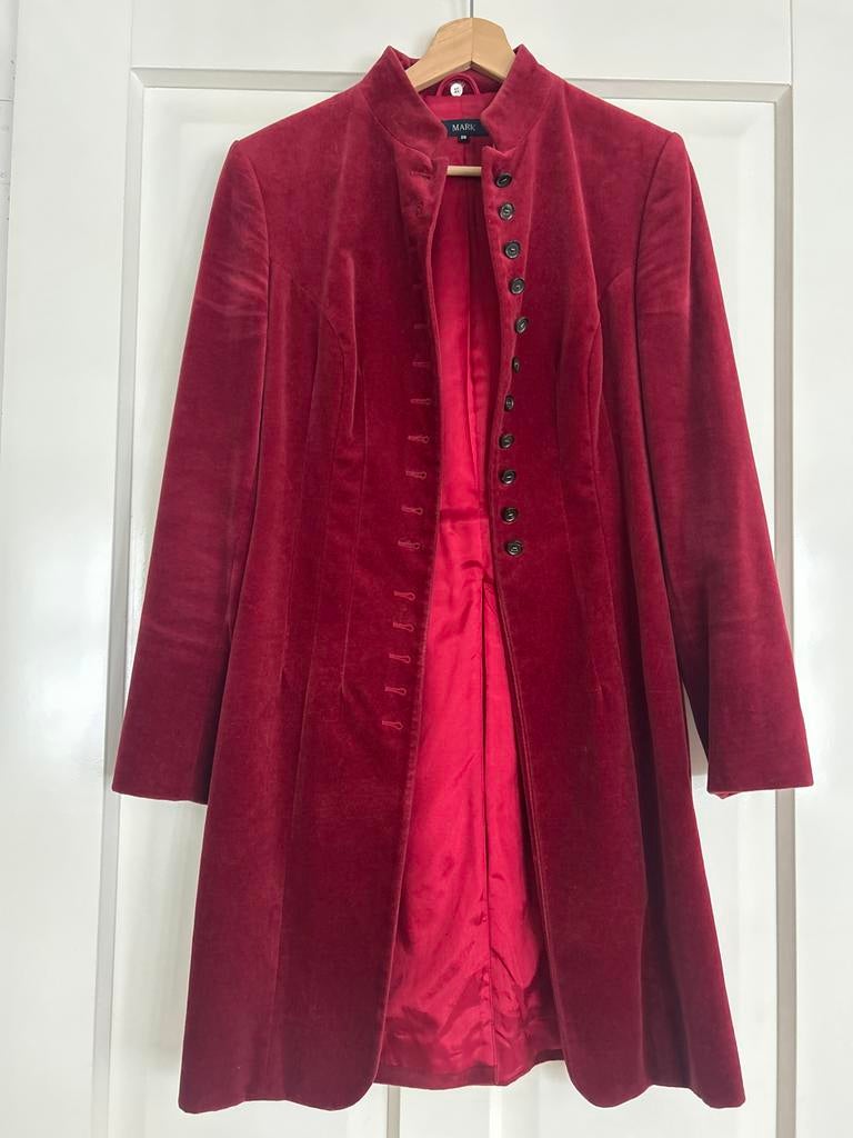 Elegante rode fluwelen jas van MARK, maat 38, Ophalen of Verzenden, Gedragen, Maat 38/40 (M), Rood