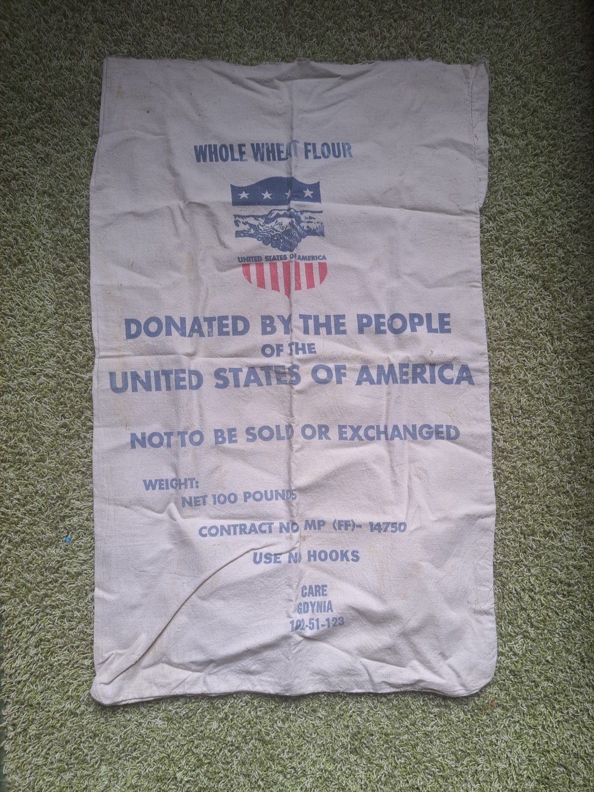 Vintage Juten Zak - Whole Wheat Flour - USA Donatie, Ophalen of Verzenden, Gebruikt