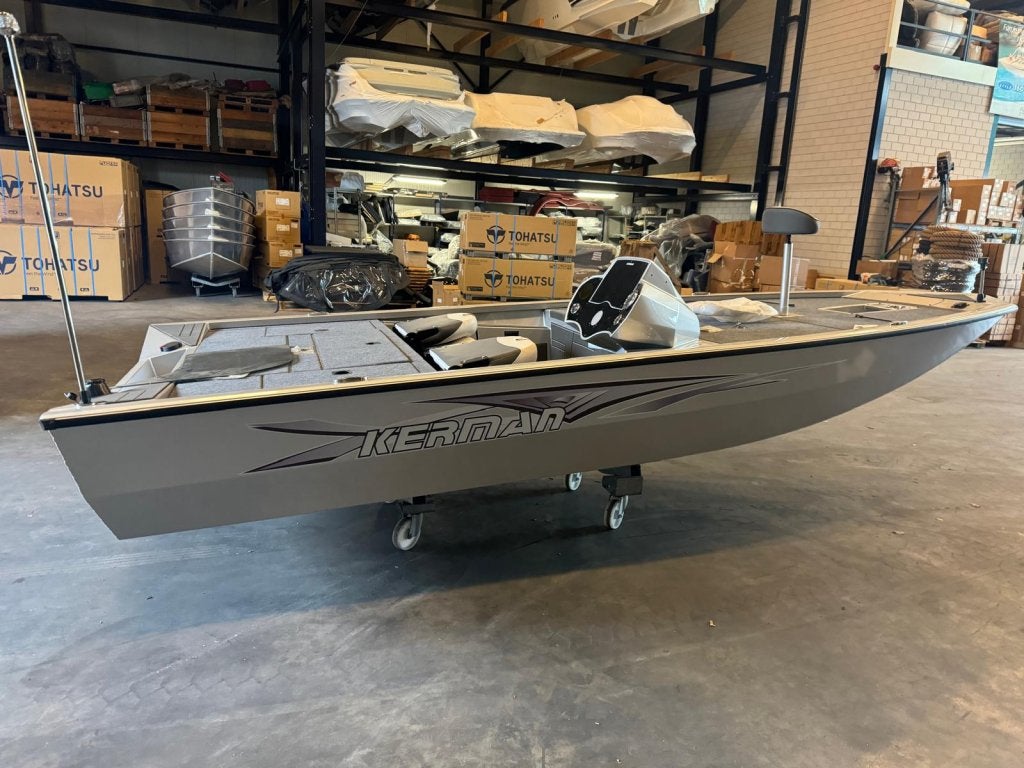 Kerman K498 visboot, Watersport en Boten, Speedboten, Nieuw, Overige merken, Benzine, Buitenboordmotor, Aluminium, Elektrische start