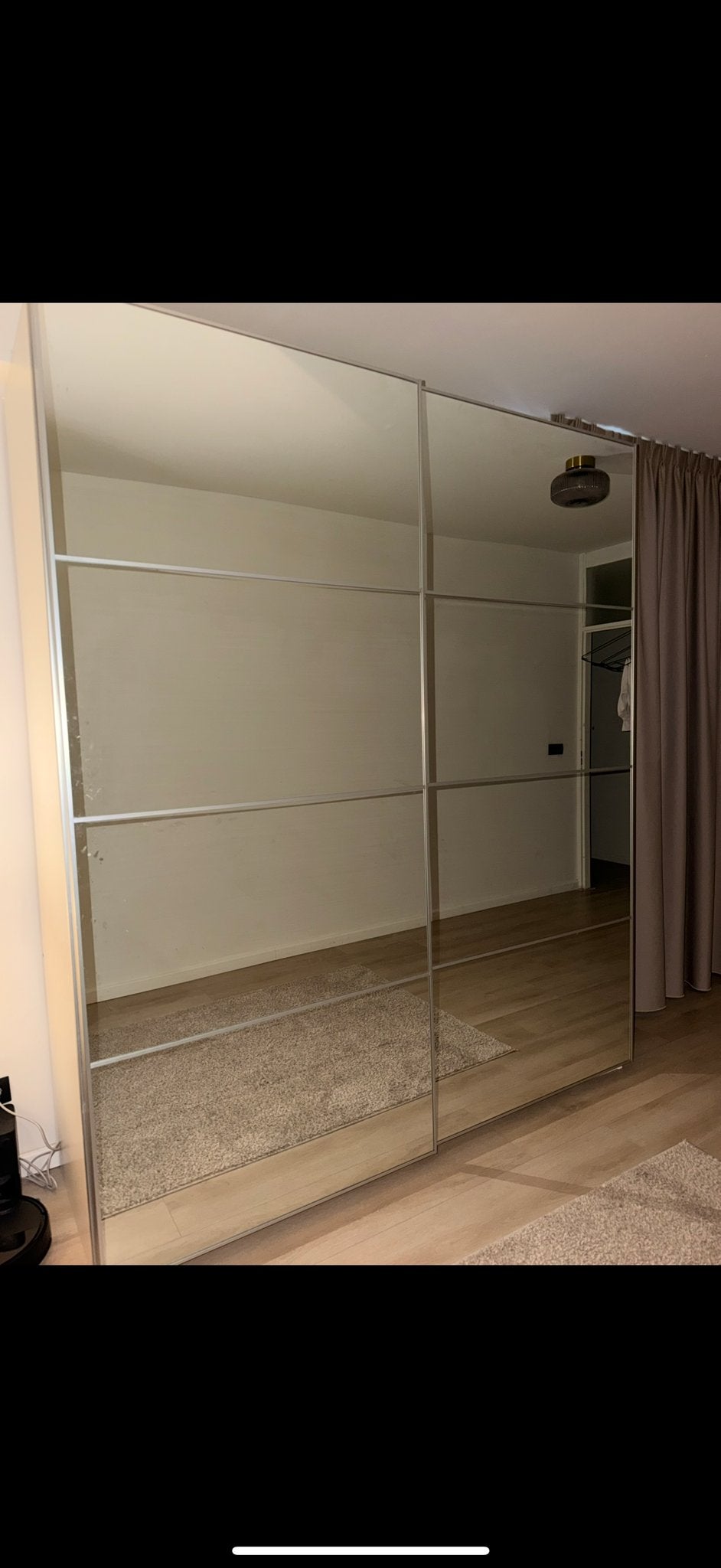 IKEA Auli Schuifdeur Grijs met Spiegel 200x236, Ophalen, Gebruikt, 200 cm of meer, 150 tot 200 cm