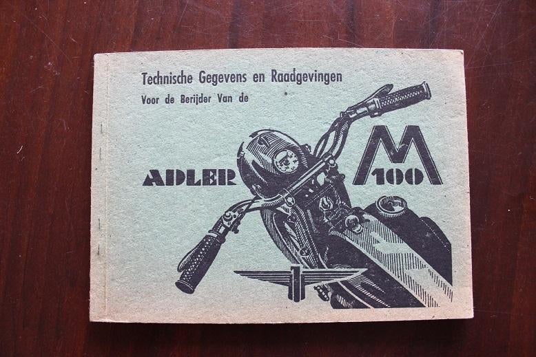 Adler M100 motorfiets instructie boekje jaren 50, Motoren, Ophalen of Verzenden, Overige merken