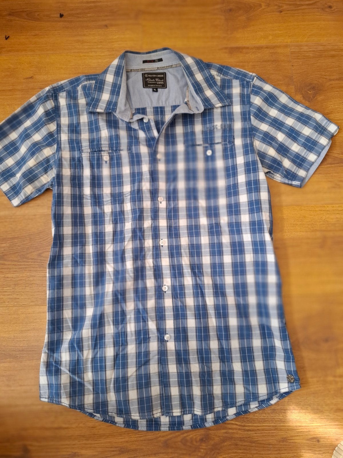 Silvercreek blouse maat XL blauw geruit, Ophalen of Verzenden, Zo goed als nieuw, Blauw, Halswijdte 43/44 (XL)