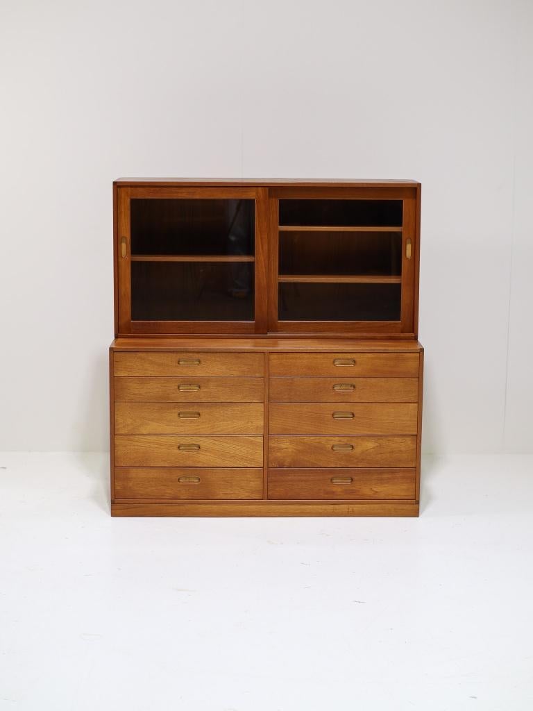 Ladekast vitrinekast Brouer teak vintage Deens 1960s, Ophalen, 100 tot 150 cm, -, Zo goed als nieuw