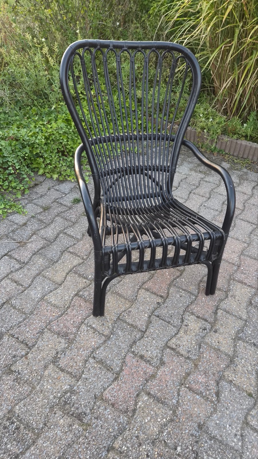 Zwarte rotan stoel - Comfortabel en stijlvol, Zwart, Riet of Rotan, Zo goed als nieuw, Eén
