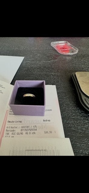 14 krt gouden dames ring 17,5mm, Ophalen, Zo goed als nieuw, 17 tot 18, Dame