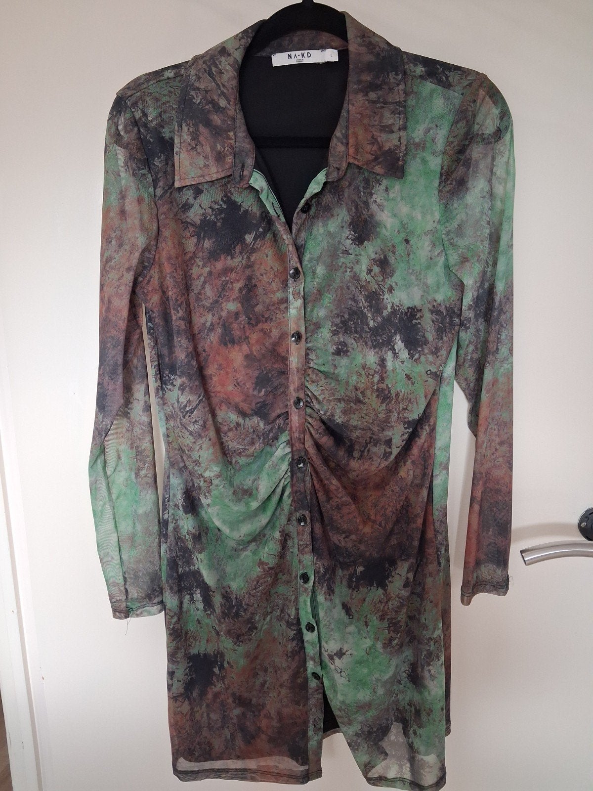 NA-KD Mesh Jurk met Tie-Dye Print - Maat L, NA-KD, Meerkleurig, Maat 42/44 (L), Ophalen of Verzenden