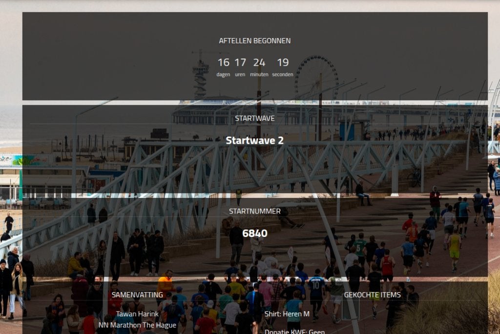 NN Den Haag Marathon startbewijs, Overige merken, Overige typen, Nieuw, Ophalen of Verzenden