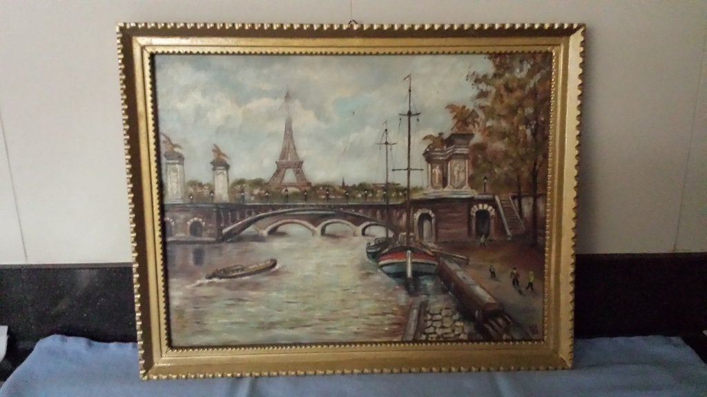 Schilderij PARIJS de Seine <> Gesigneerd W.F. Verschraagen, Ophalen of Verzenden