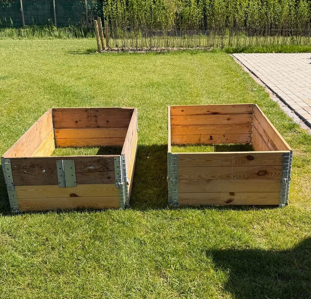 Palletranden, moestuinbak,, Tuin en Terras, Ophalen, Gebruikt, Minder dan 30 cm, 100 cm of meer