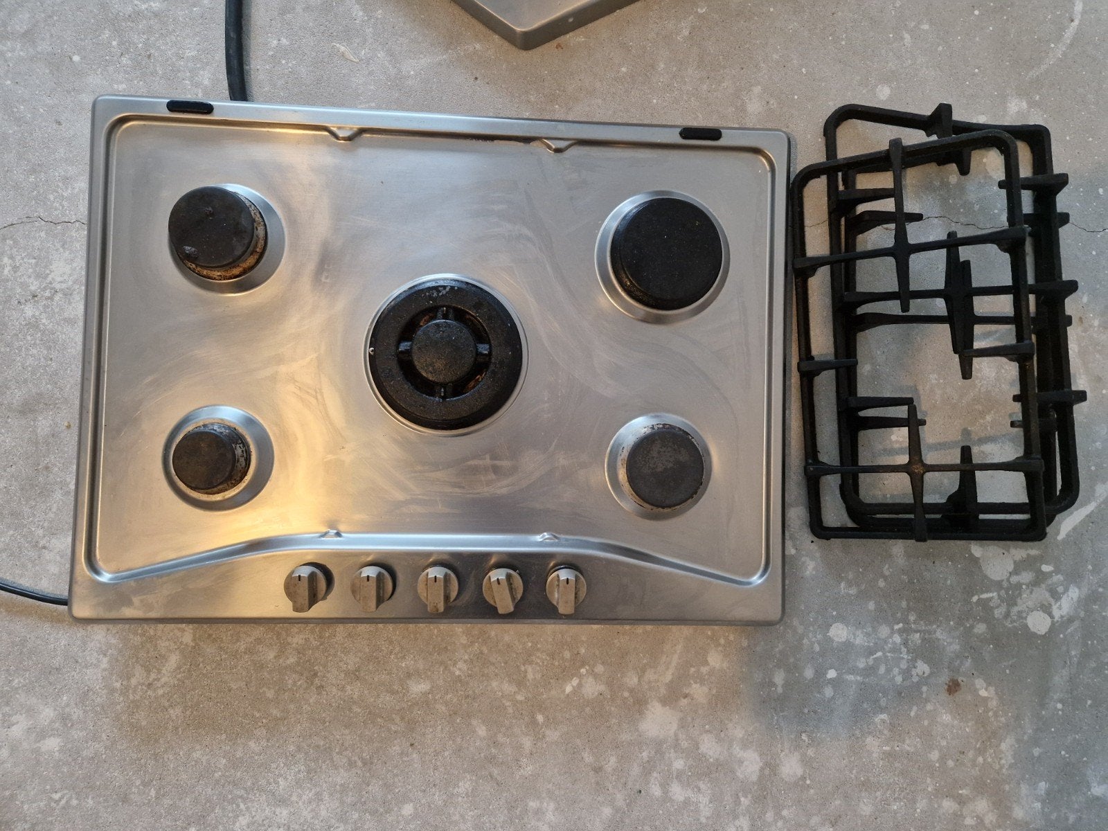 Inbouw gaskookplaat - 5 pitten - RVS, Ophalen, Gebruikt, Inbouw, Gas