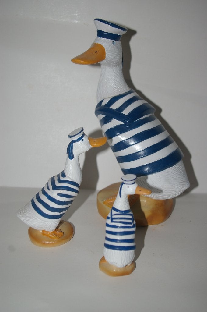 Drie matrozen figuren/beeldjes eenden., Verzamelen, Beelden en Beeldjes, Ophalen of Verzenden, Zo goed als nieuw, Dier
