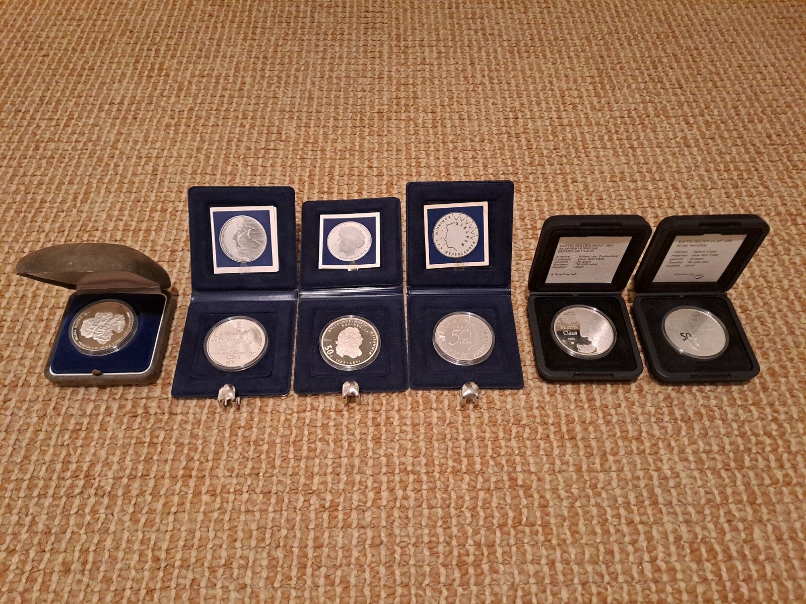 50 Gulden munten proof, Postzegels en Munten, Setje, Koningin Beatrix, Zilver, Ophalen of Verzenden