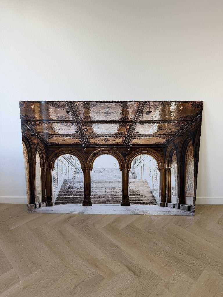Groot glasschilderij klassiek gebouw met bogen 180x120 cm, Huis en Inrichting, Ophalen, Nieuw