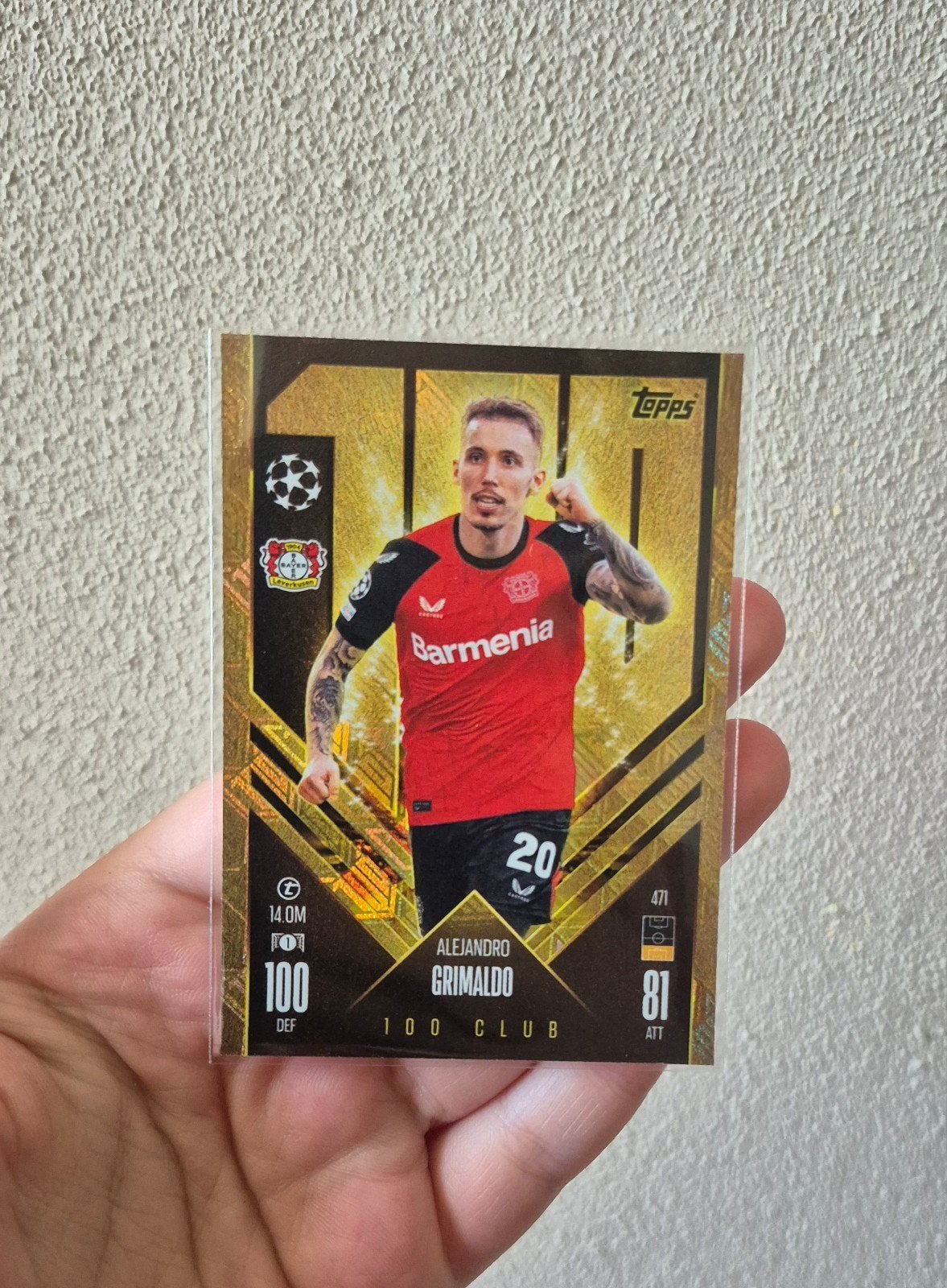 Topps 100 Club Kaart Alejandro Grimaldo 24/25, Ophalen of Verzenden, Zo goed als nieuw, Plaatje