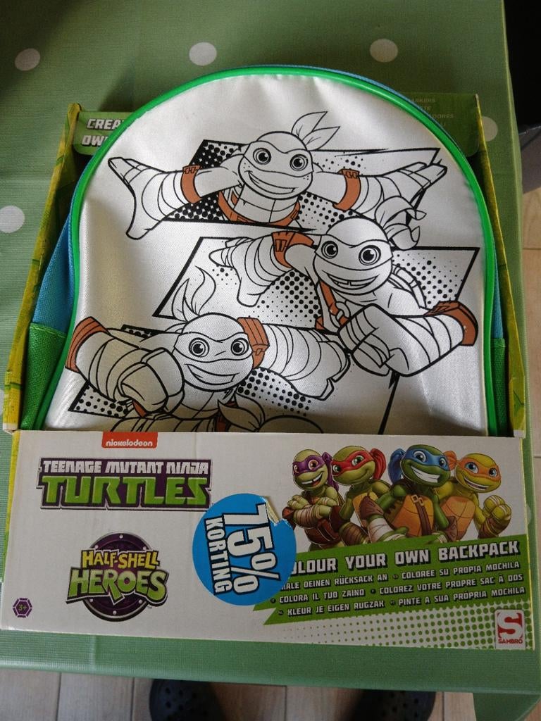 Ninja Turtles Rugtas - Kleur je eigen rugzak!, Minder dan 30 cm, Disney of Dora, Nieuw, Ophalen of Verzenden