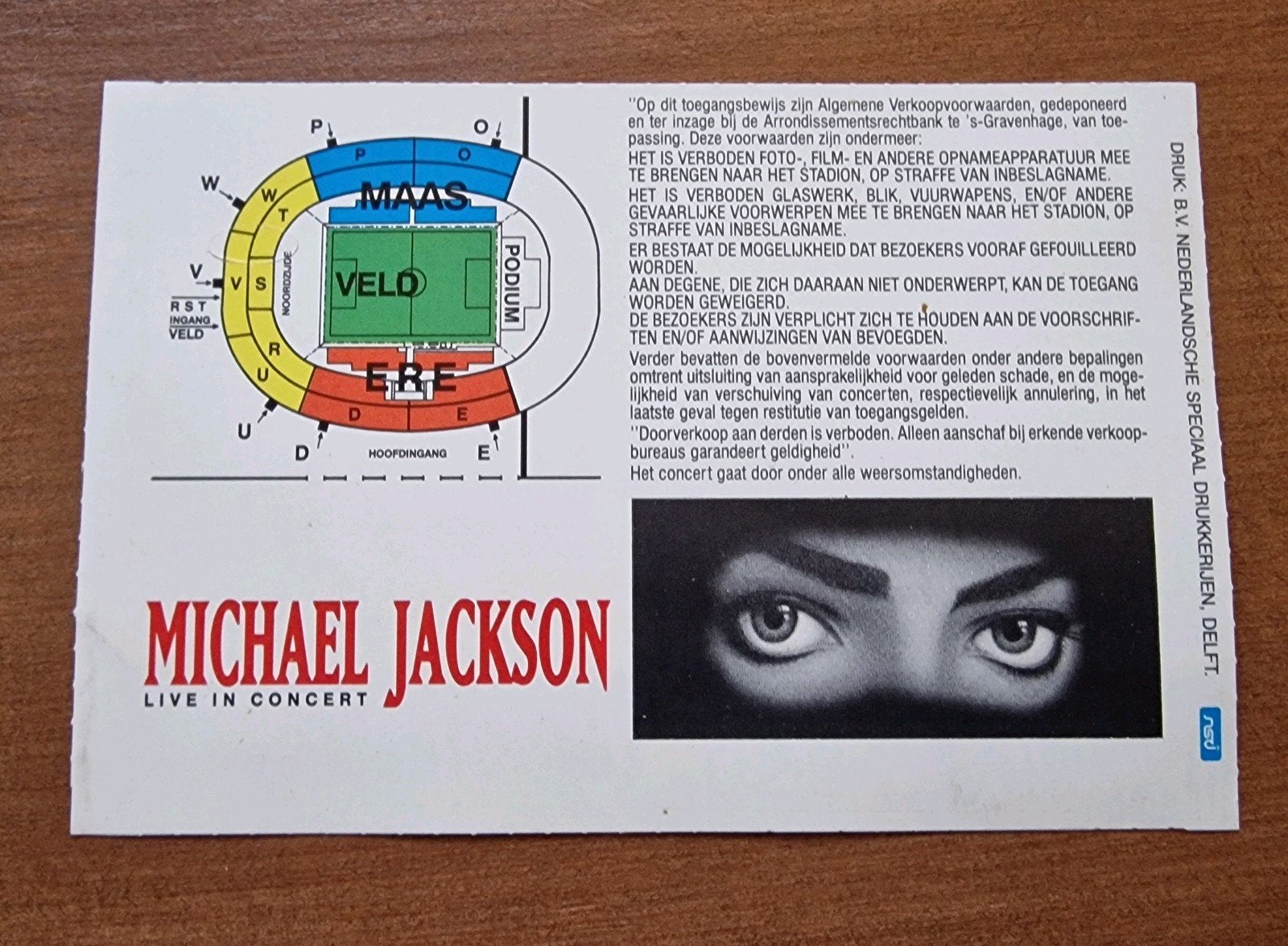 MICHAEL JACKSON DANGEROUS WORLD TOUR CONCERT TICKET, Ophalen of Verzenden