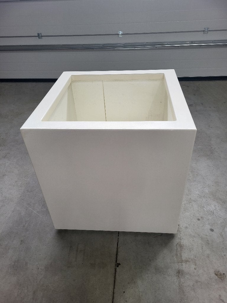 polyester plantenbak Carrez 80x80x80 cm hoogglans wit, Kunststof, Vierkant, Nieuw, Ophalen of Verzenden