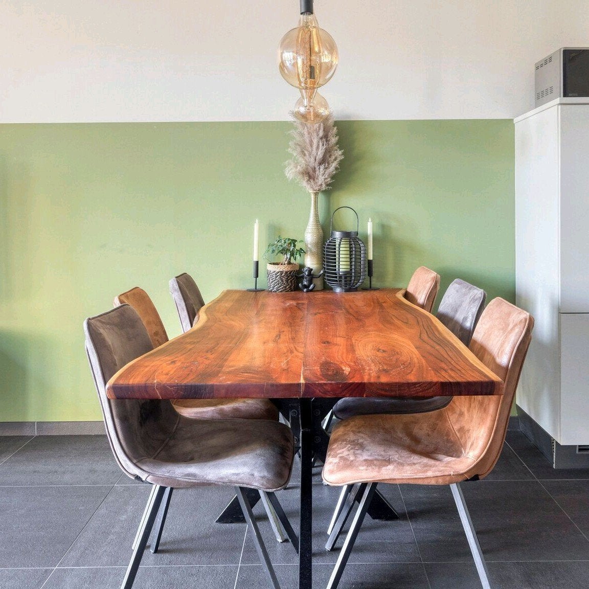 Houten eettafel 180x90 cm inclusief 6 stoelen, Huis en Inrichting, Tafels | Eettafels, Ophalen, Gebruikt, 50 tot 100 cm, Vijf personen of meer
