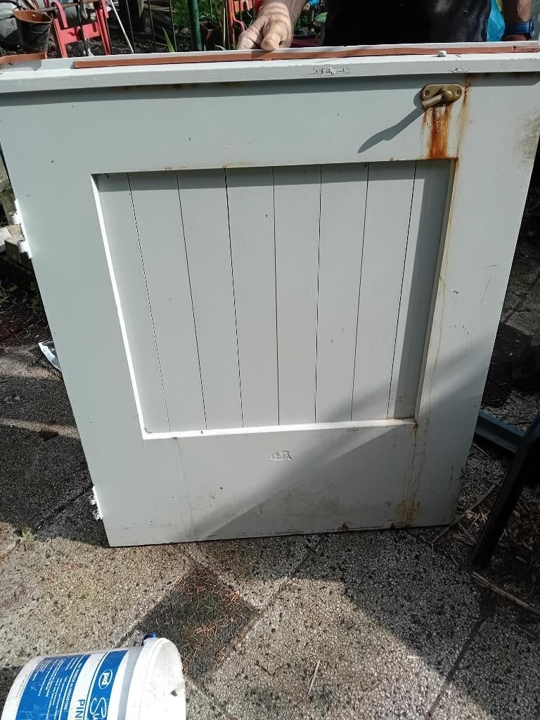 Hardhouten onder- en bovendeur en 2 hardhouten kozijnen, Ophalen, Gebruikt, Buitendeur, 200 tot 215 cm