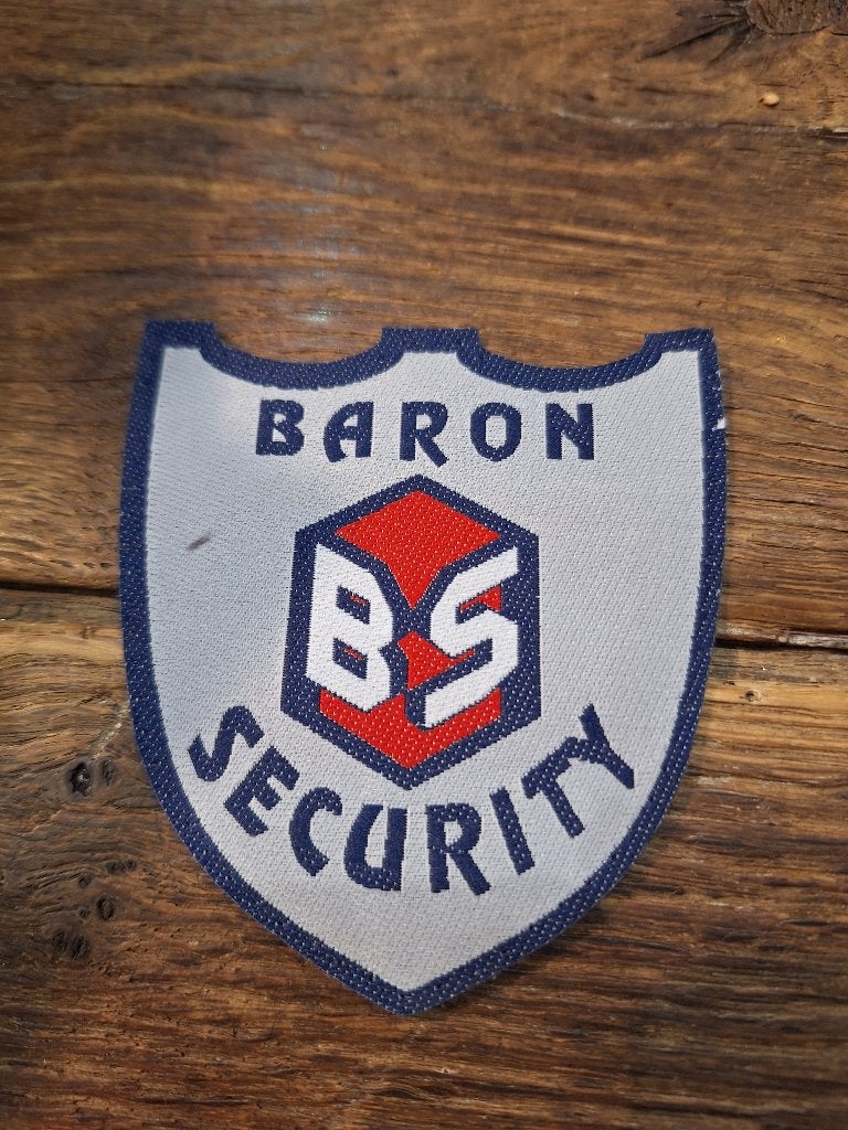 Geborduurde patch van Baron Security, nieuwstaat, Ophalen of Verzenden, Overige soorten, Overige gebieden, Embleem of Badge
