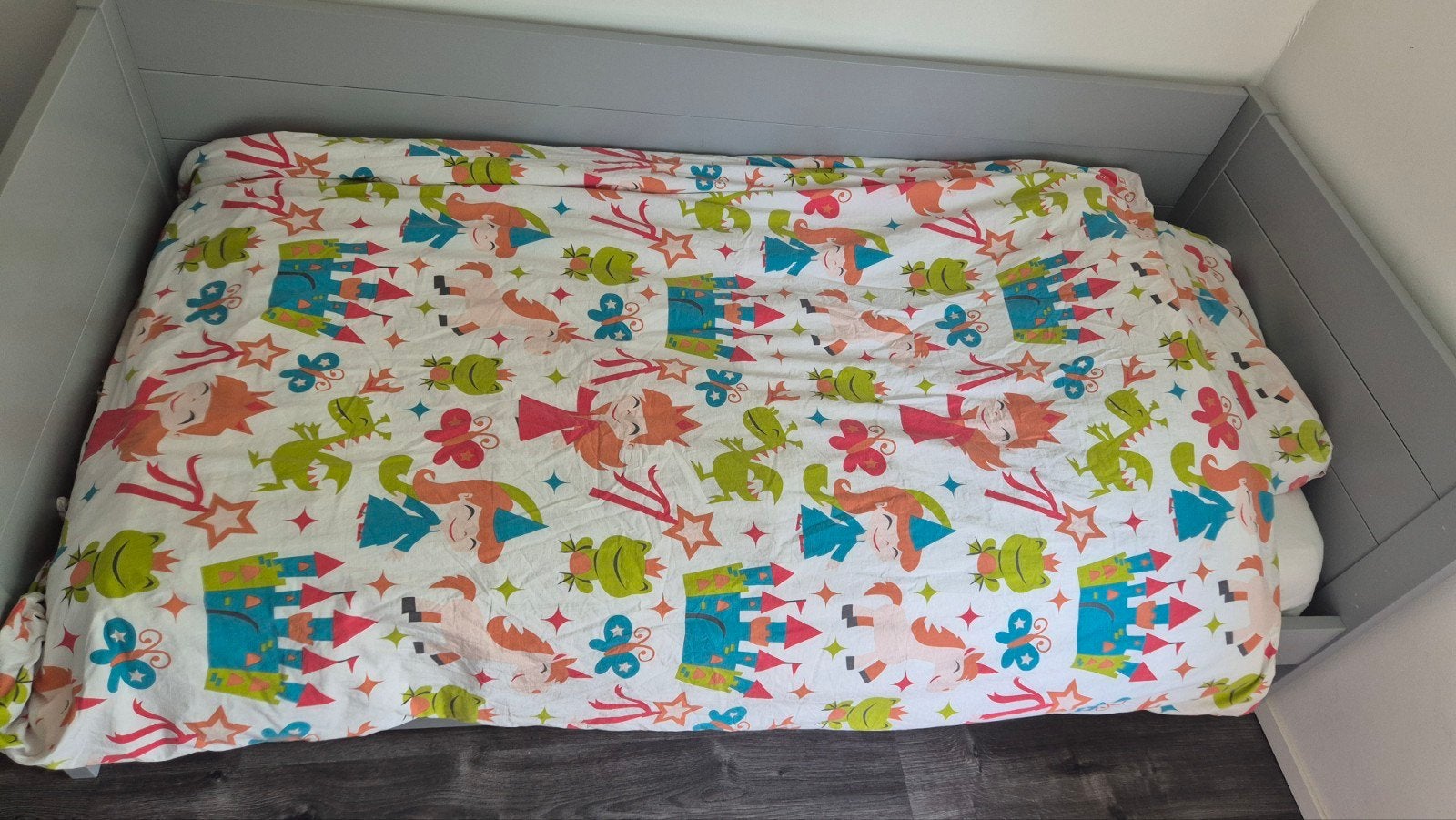 Stevig licht grijs rockwood Sam bed, Ophalen, 180 cm of meer, 85 tot 100 cm, Lattenbodem