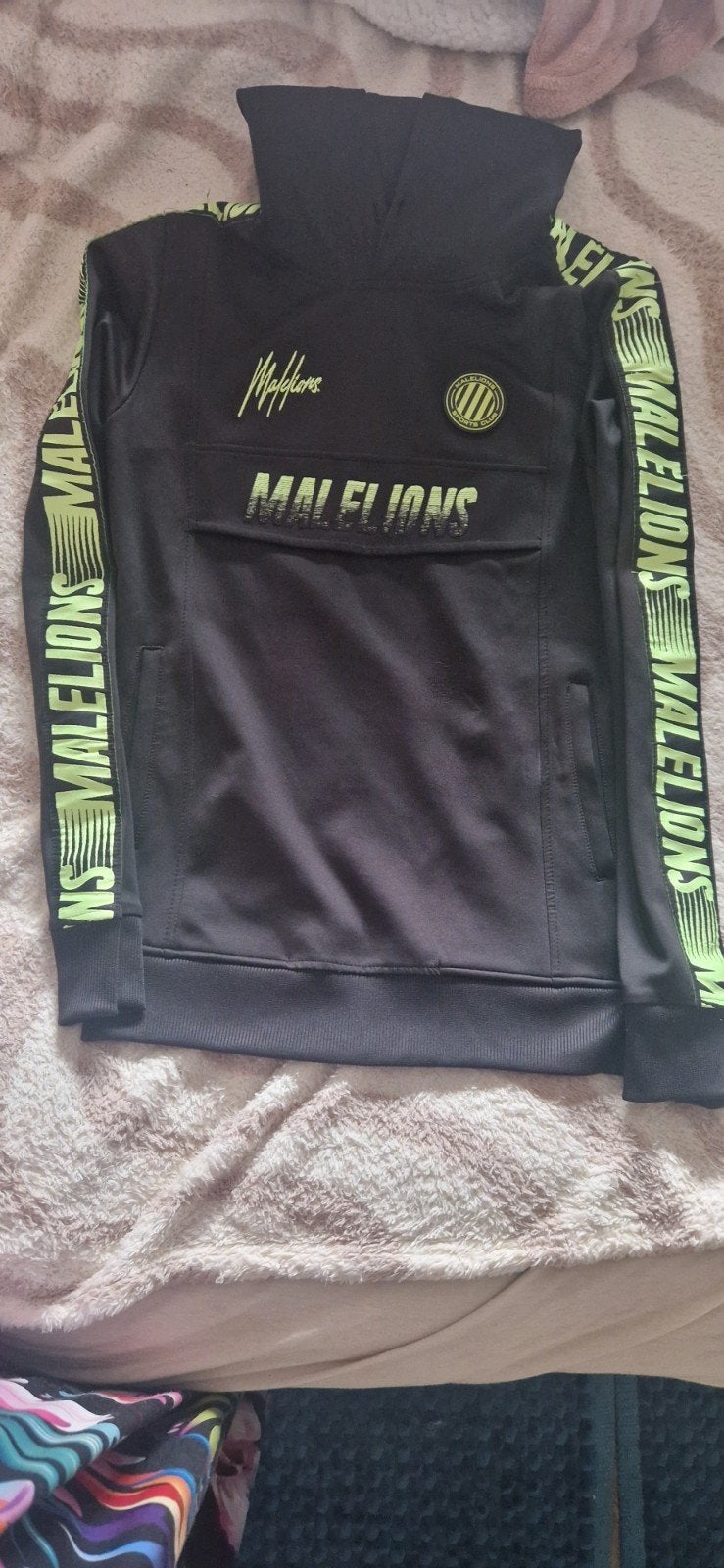 Sportpak Malelions maat S zwart met geel, Kleding | Dames, Ophalen of Verzenden, Zo goed als nieuw, Zwart