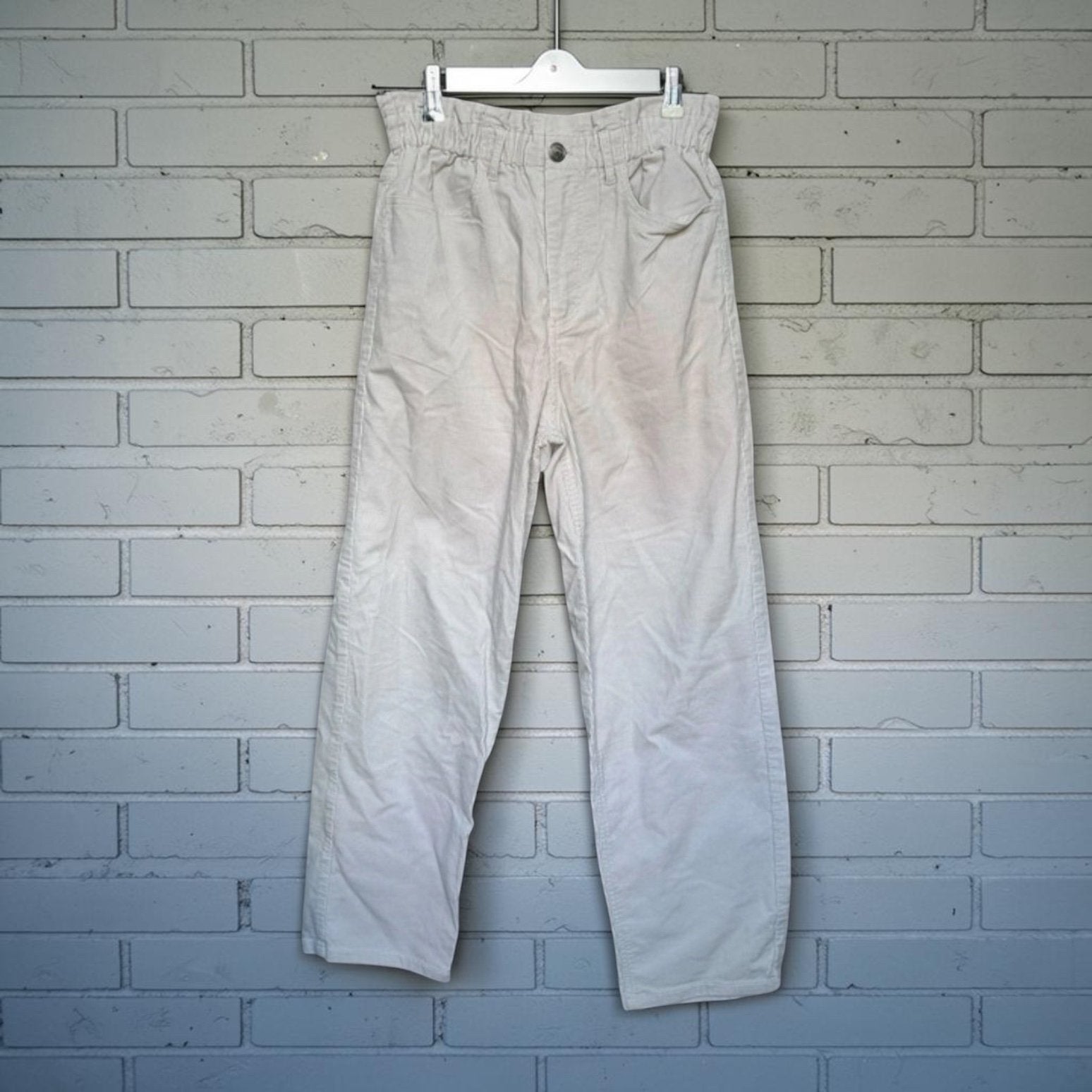 Samsøe Samsøe Broek XS Crème Wit Corduroy Paperbag Simonie, S, Verzenden, Wit, Zo goed als nieuw