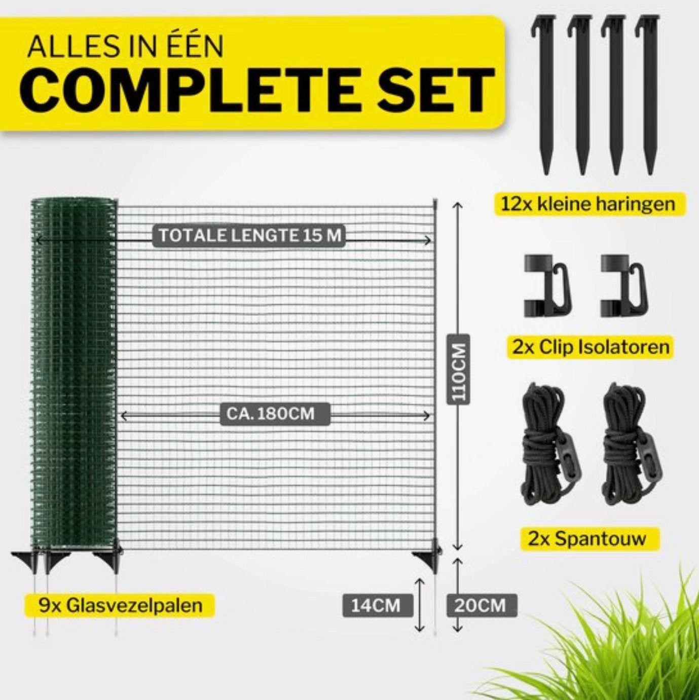 Omheiningsnet FIX verplaatsbaar net - 110 cm hoog, 15 m lang, Ophalen, Zo goed als nieuw, Kunststof, Overige typen