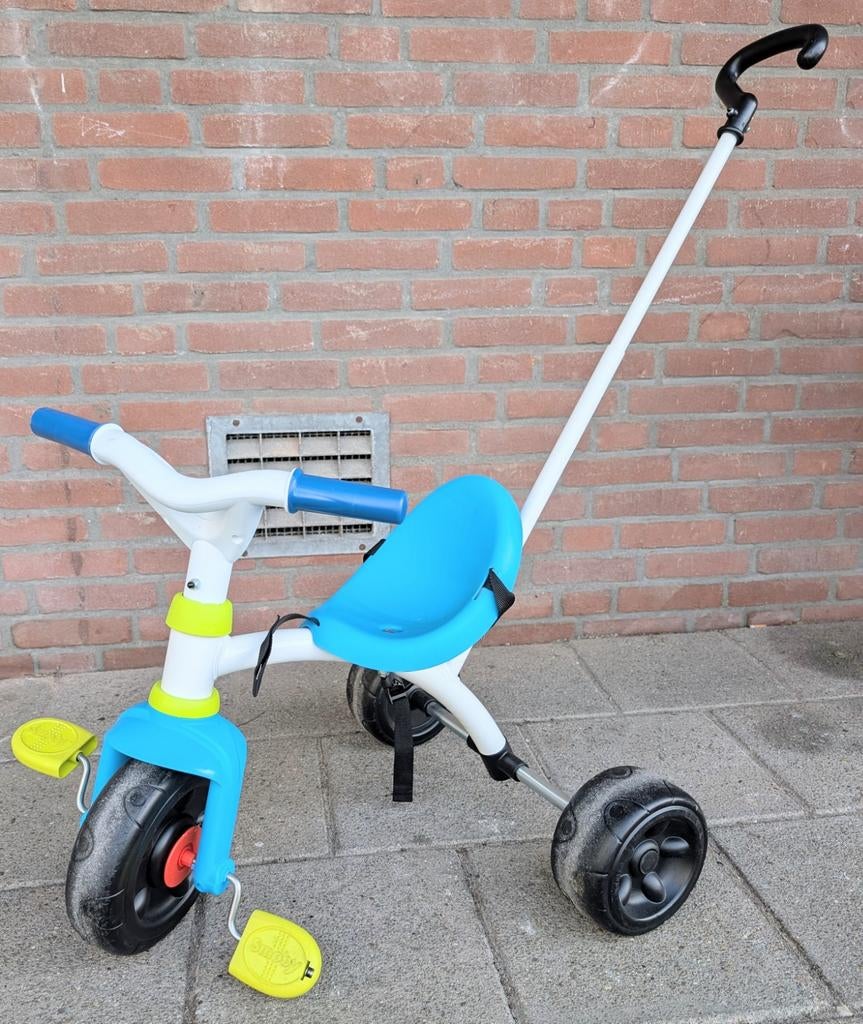 Smoby Blauw - Driewieler met duwstang Loopfiets/Duwfiets, Kinderen en Baby's, Speelgoed | Buiten | Voertuigen en Loopfietsen, Gebruikt