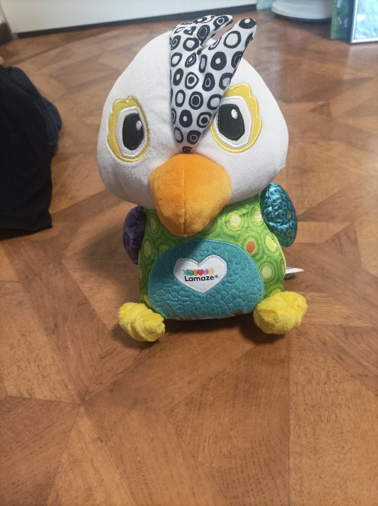 Lamaze pratende papagaai Peter 25cm, Overige typen, Ophalen of Verzenden, Zo goed als nieuw, Middelgroot (20 tot 80 cm)