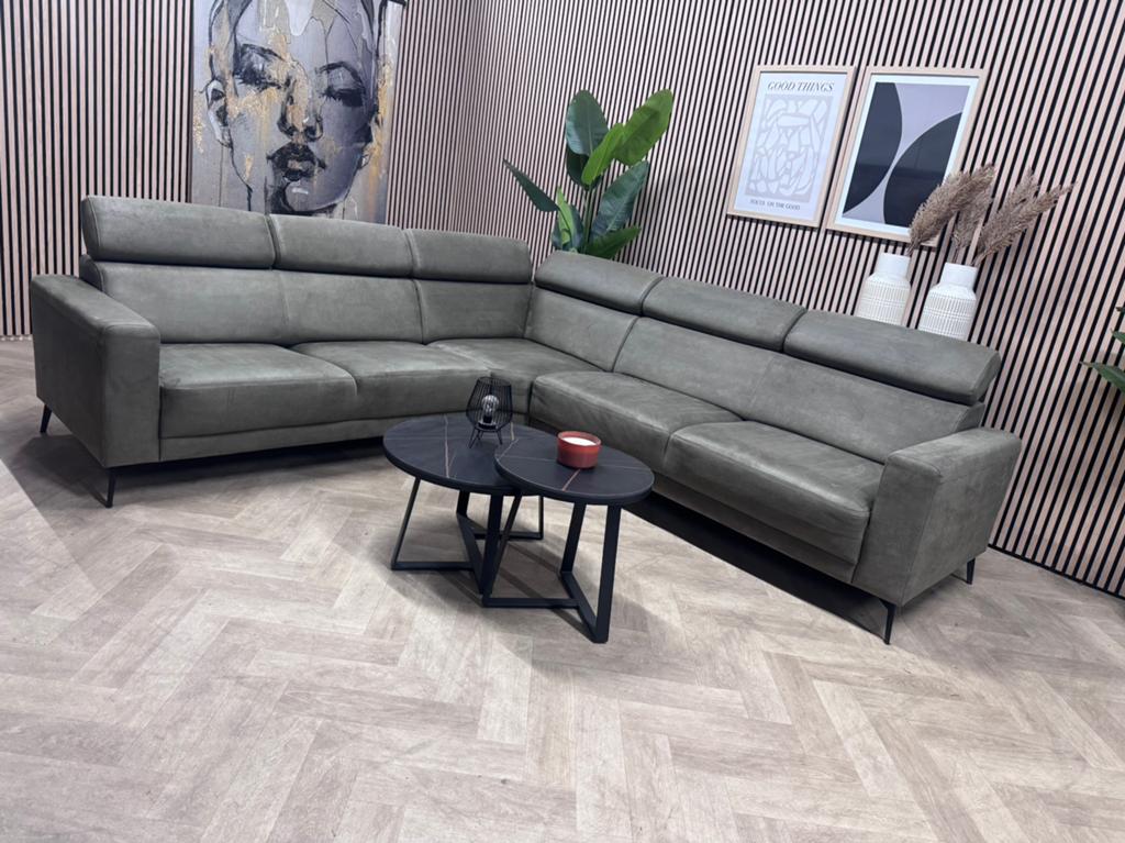 ZGAN Kapenga Hoekbank Microleer - Groen - 280 x 245, 250 tot 300 cm, -, -, Hoekbank