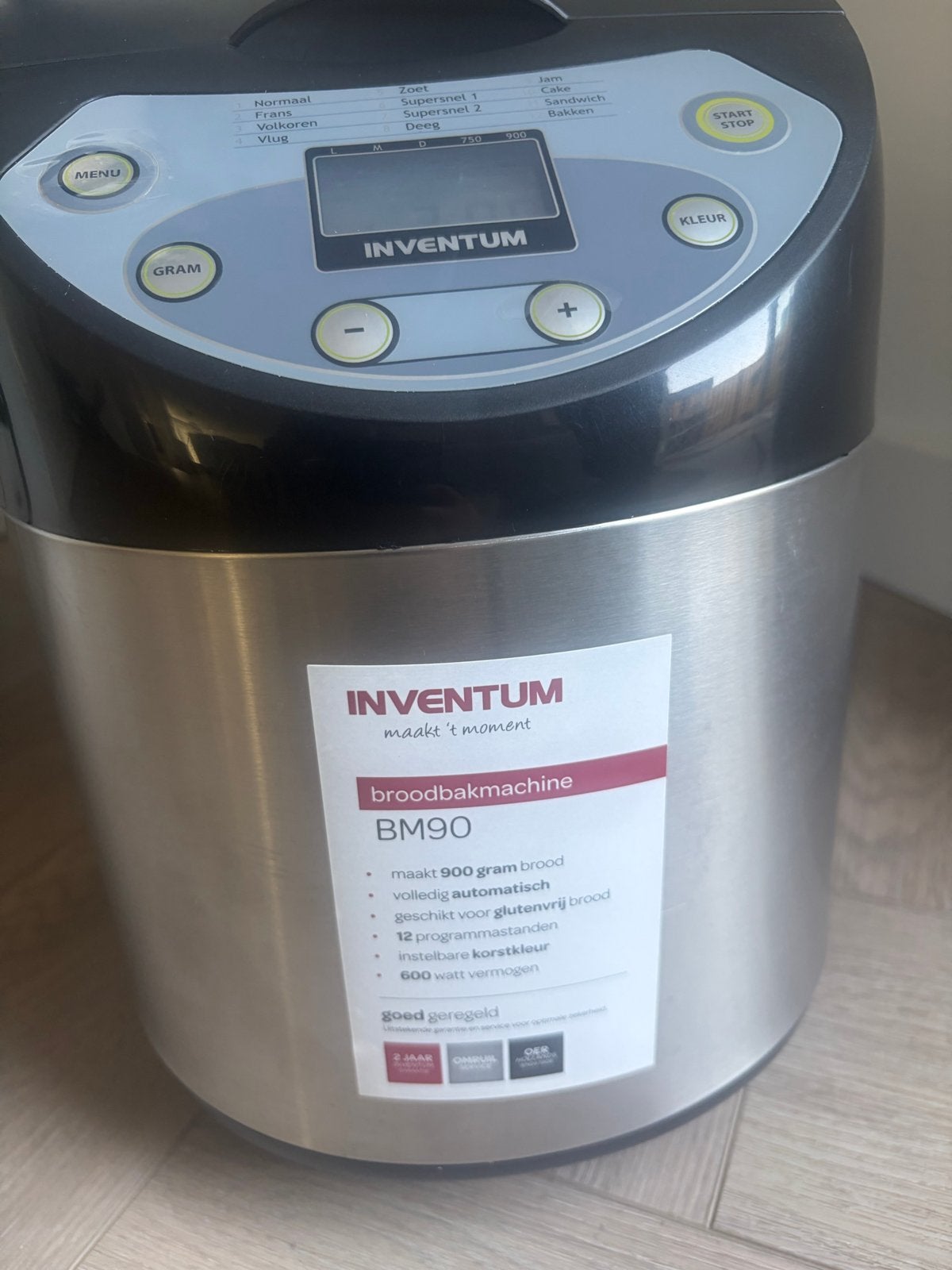 Inventum Broodbakmachine BM90 - Zo goed als nieuw, Met timer, Meer dan 10 programma's, 800 tot 1200 gram deeg, Ophalen of Verzenden