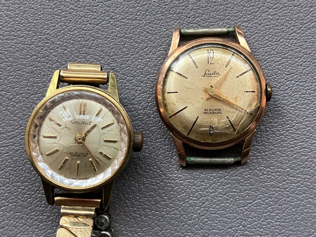 Twee vintage dameshorloges - Valruz goldplated en Lasita, Verzenden, Gebruikt, Staal, Overige merken