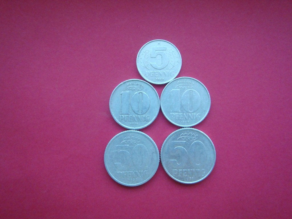 Oost - Duitsland setje munten 5, 10 en 50 Pfennig 1958/1971, Postzegels en Munten, Verzenden, Duitsland, Setje
