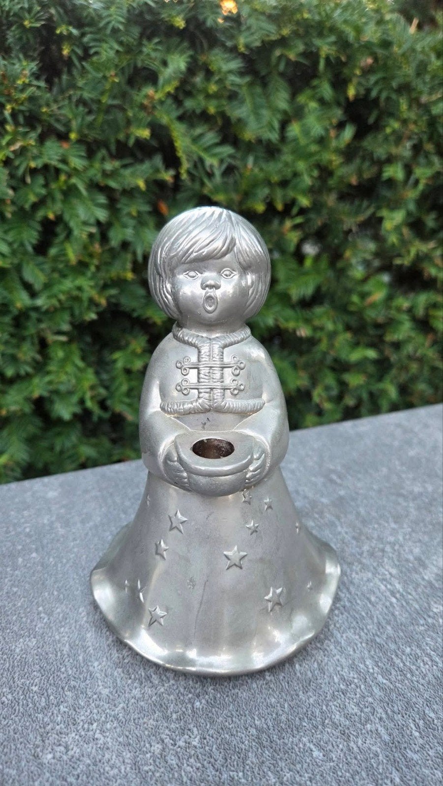 Vintage Zware Zilverkleurige (BMF) Kerstengel-kandelaar., Ophalen of Verzenden, Kandelaar