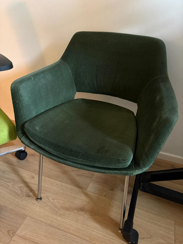 70’s design chair, donkergroen, Ophalen, Zo goed als nieuw, Eén