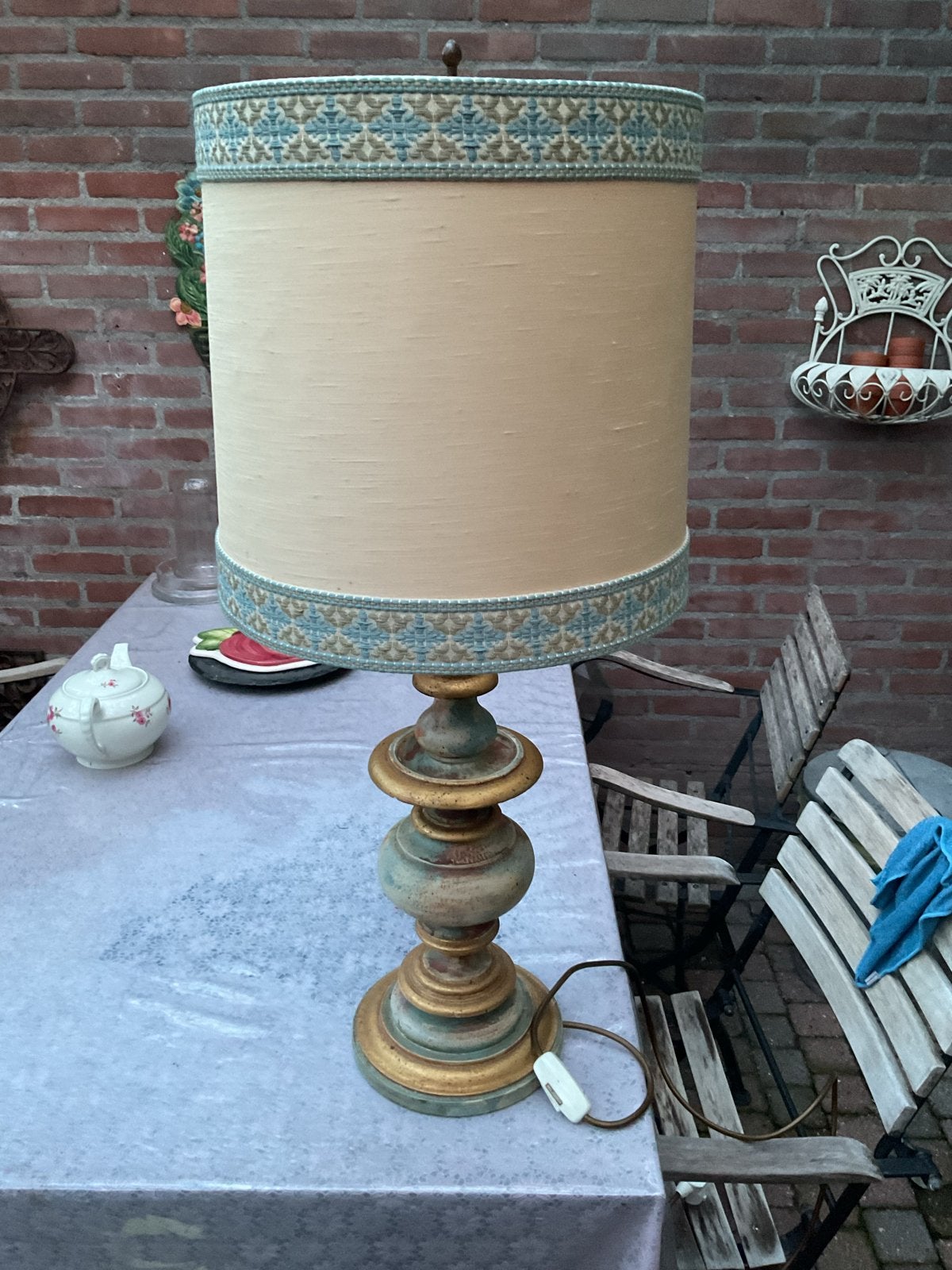 Vintage Tafellamp met Stoffen Kap - Klassiek Design, Antiek en Kunst, Ophalen