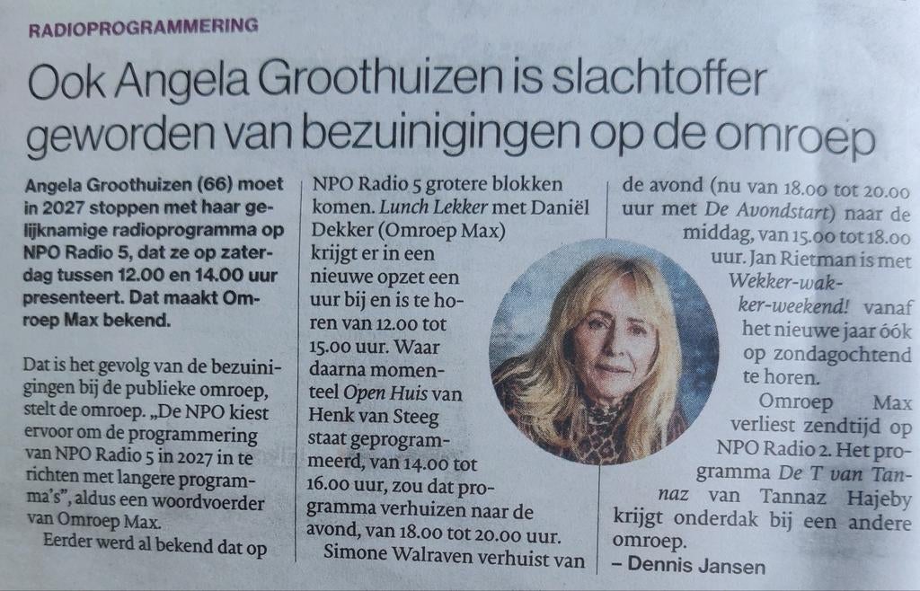 Angela Groothuizen ( Dolly Dots) Artikel Knipsel, Verzamelen, Ophalen of Verzenden, 1980 tot heden, Knipsel(s)