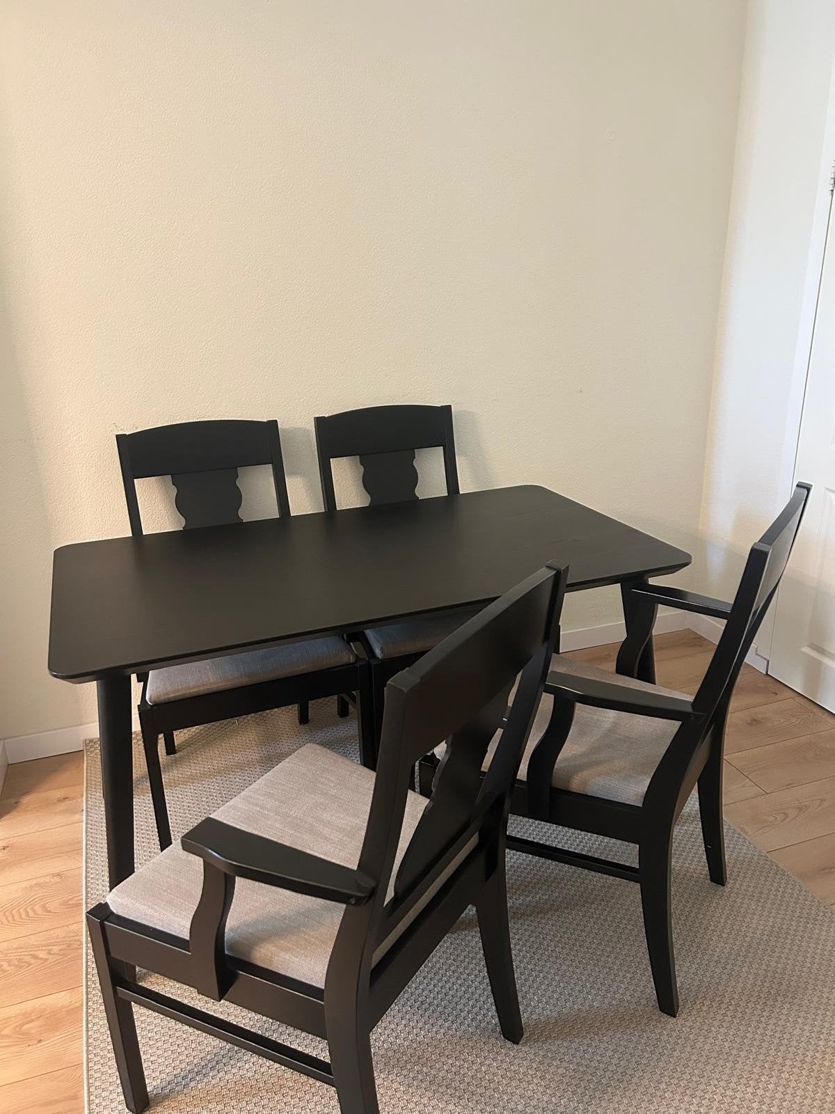 Eettafel met 4 stoelen, Zo goed als nieuw, Rechthoekig, 50 tot 100 cm, Ophalen of Verzenden