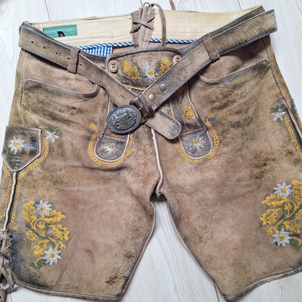 Lederhose riem 56 Country Line oktoberfeest, Ophalen, Zo goed als nieuw, Maat 56/58 (XL)