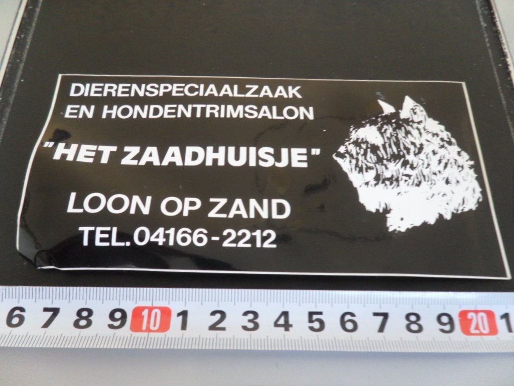 sticker Loon op Zand HET ZAADHUISJE dierenspeciaalzaak, Ophalen of Verzenden, Zo goed als nieuw
