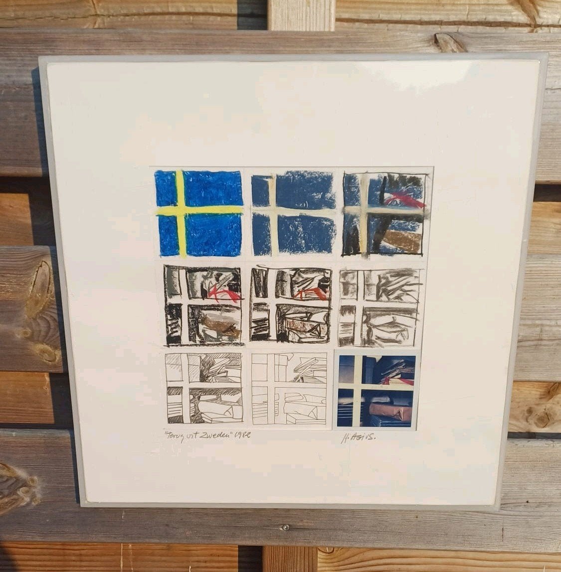Jan J. Agius - Terug uit Zweden (1982) kunst schilderij, Ophalen of Verzenden