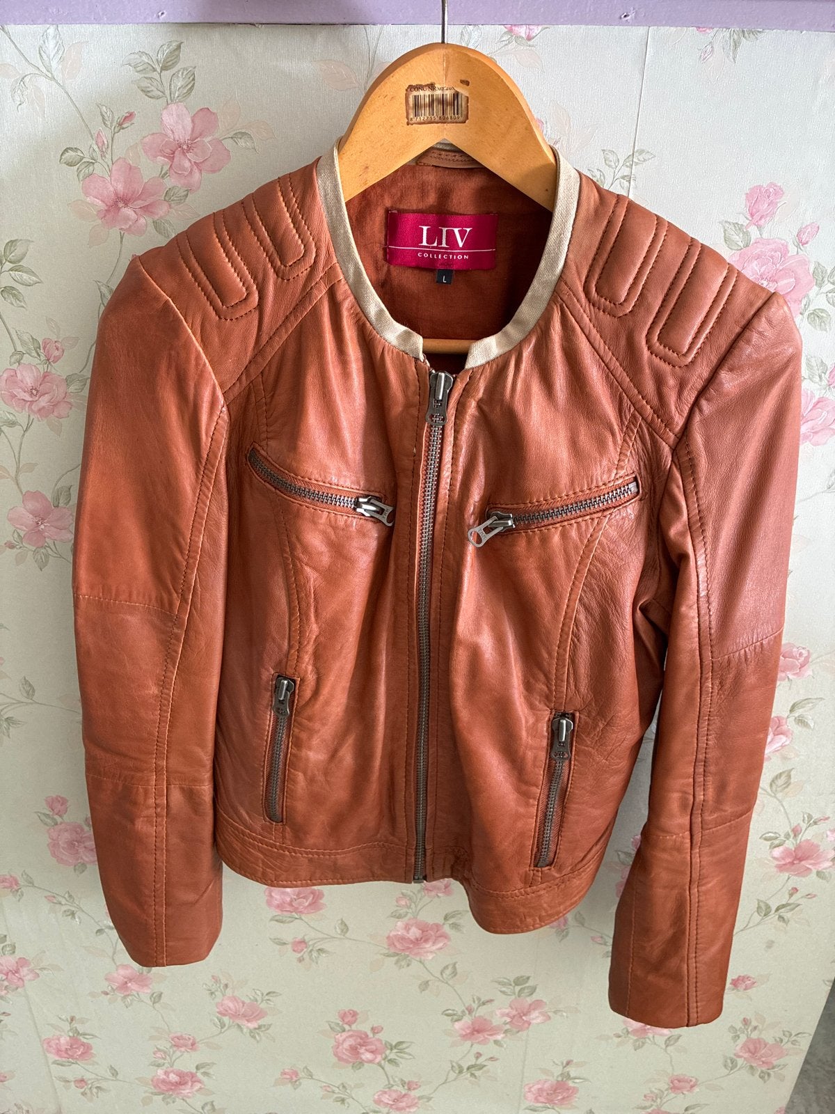 LIV Collection Echt Leren Jas - Maat L, Ophalen, Zo goed als nieuw, Maat 42/44 (L), Bruin