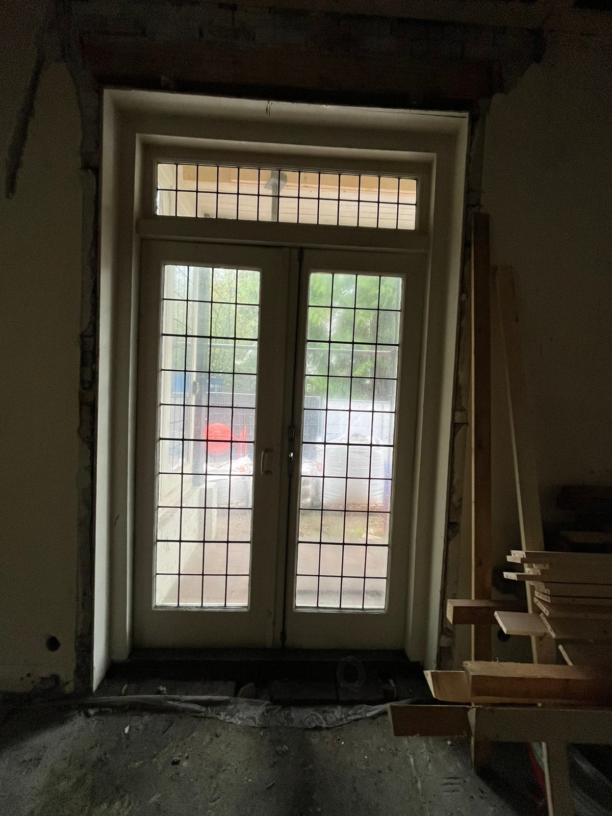 Openslaande deuren met glas in lood, Doe-het-zelf en Verbouw, Ophalen, Gebruikt, Glas in lood, 160 cm of meer