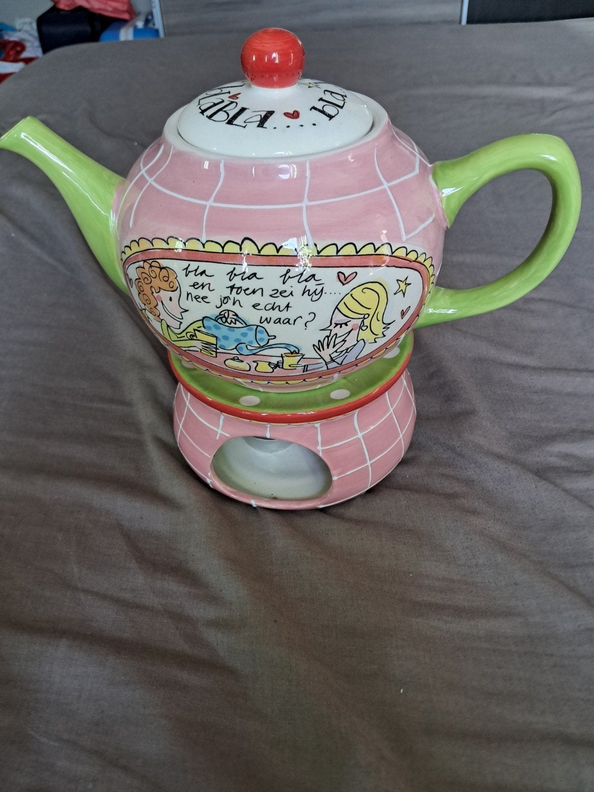 Blond Amsterdam Theepot met Theelichthouder, Zo goed als nieuw, Meerkleurig, Ophalen, Theepot/fluitketel