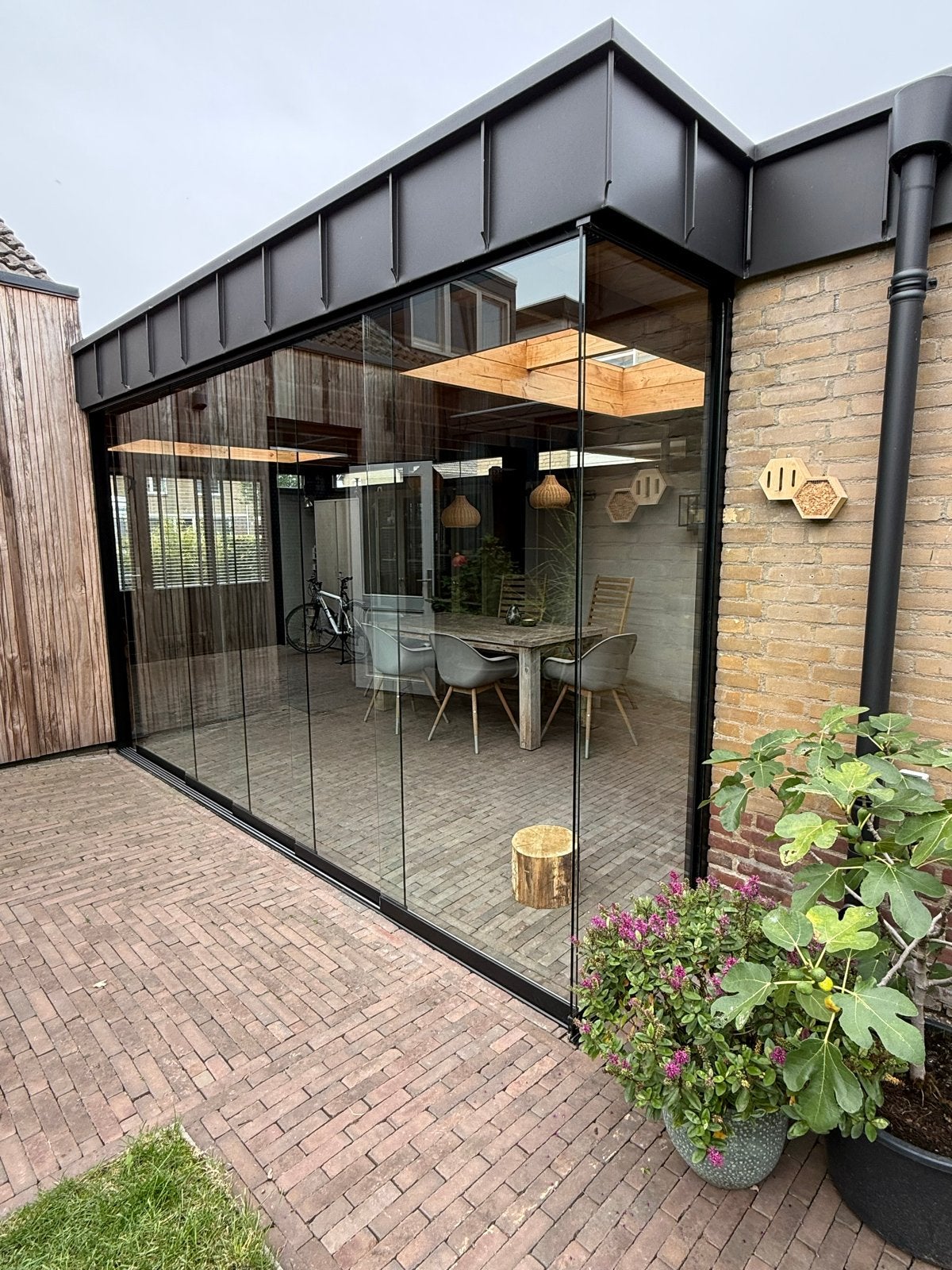 Glazen schuifpui voor tuinkamer of overkapping, Ophalen, 225 cm of meer, Zo goed als nieuw, Metaal