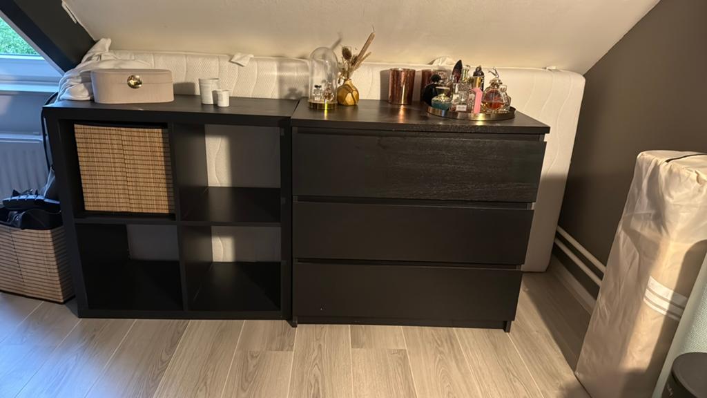IKEA Malm ladekast met 3 lades - Zwartbruin, Huis en Inrichting, Kasten | Ladekasten, Ophalen, Gebruikt, 50 tot 100 cm, 3 of 4 laden
